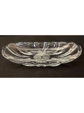 Anchor Hocking Glass Banana Split Butter Candy Oval With Scalloped Dish